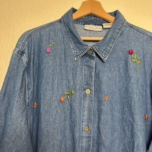 Victoria Jones Embroidered Denim Long sleeve Shirt.